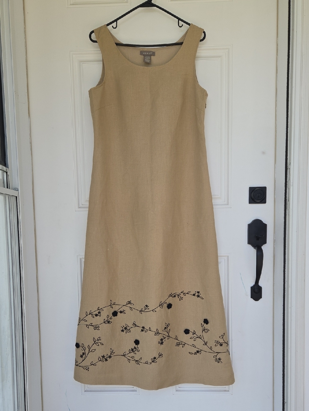 Kenar Linen Blend Floral Embroidered Maxi Dress